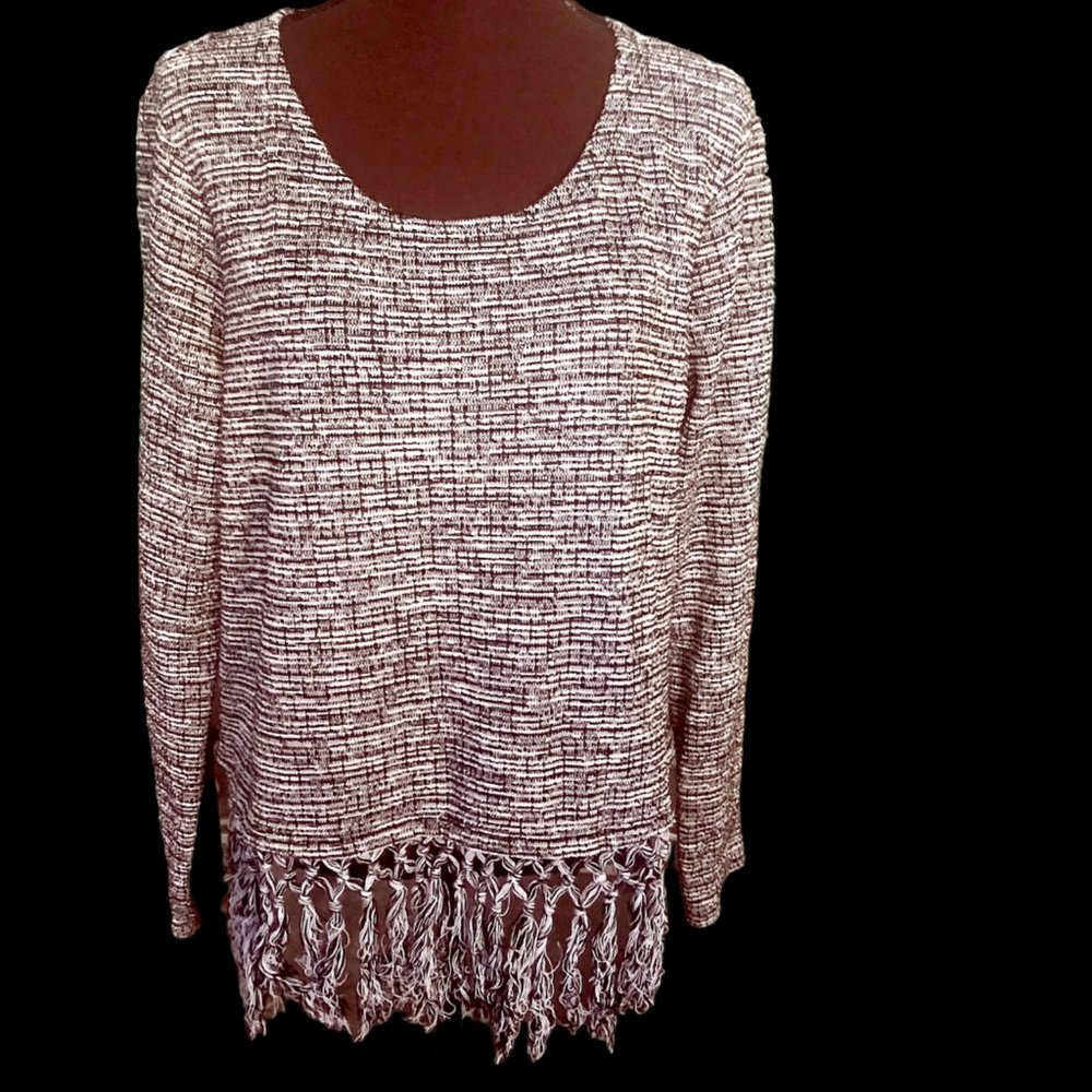 Sweater with Fringe, Size XL Sweater, Pullover Sweater, Fall Winter Sweater